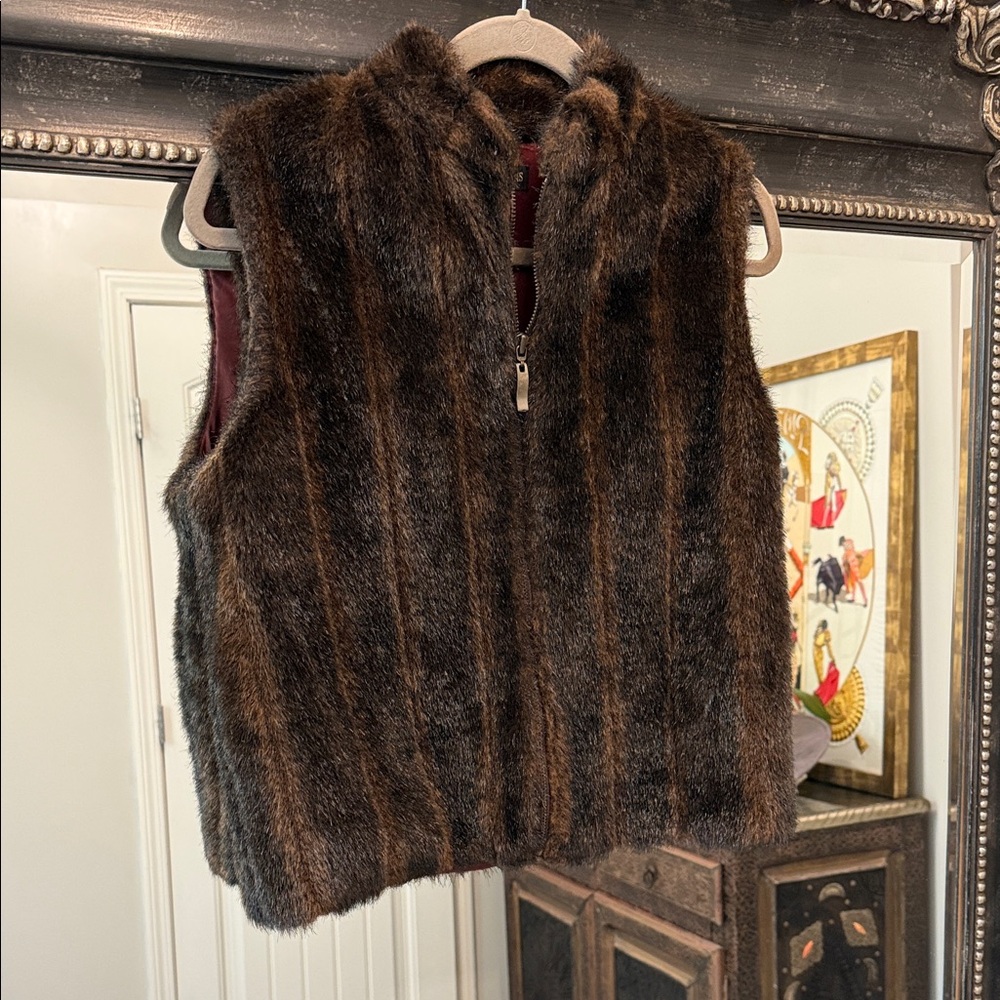 Faux Fur Vest in Brown and Black